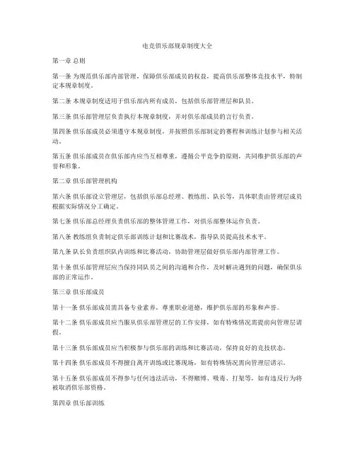 电竞俱乐部规章制度大全