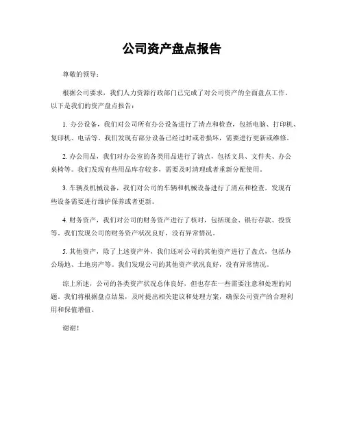 公司资产盘点报告
