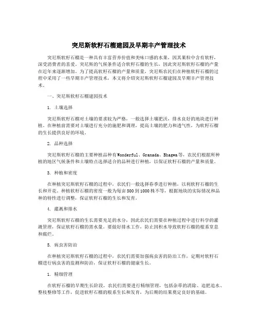 突尼斯软籽石榴建园及早期丰产管理技术