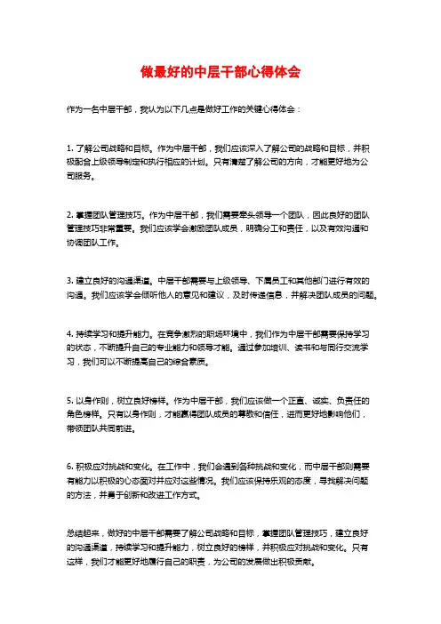 做最好的中层干部心得体会