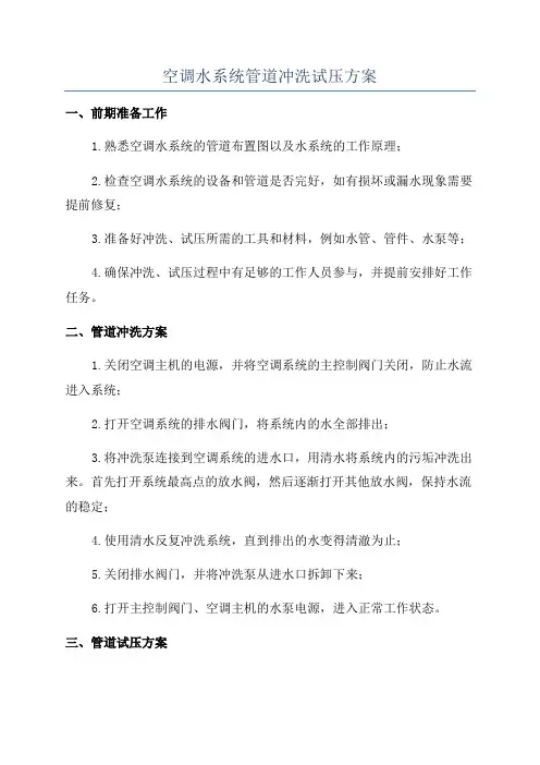 空调水系统管道冲洗试压方案