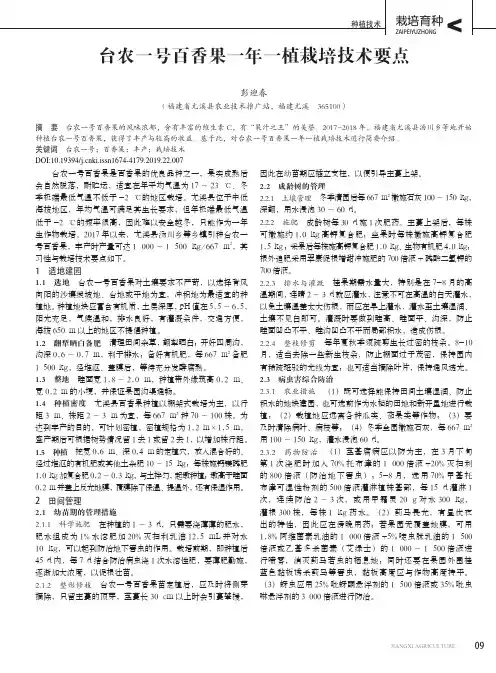台农一号百香果一年一植栽培技术要点