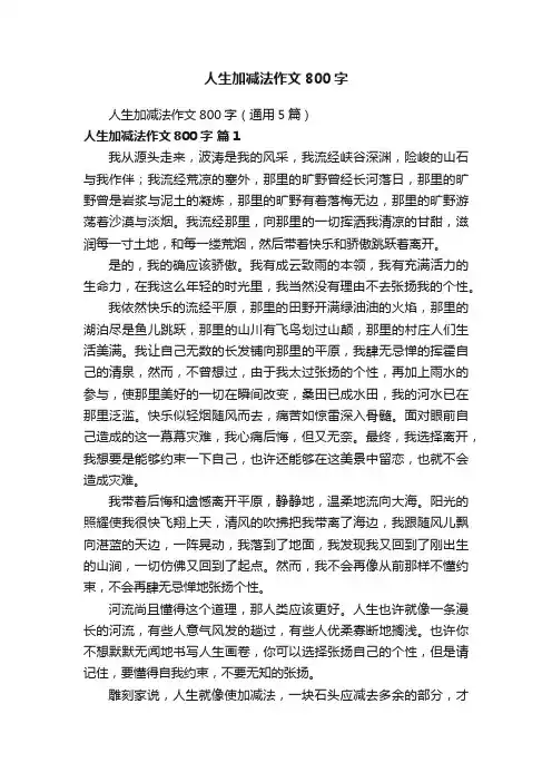 人生加减法作文800字（通用5篇）