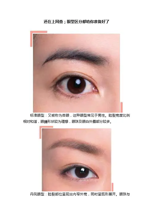 还在上网查；眼型区分都给你准备好了
