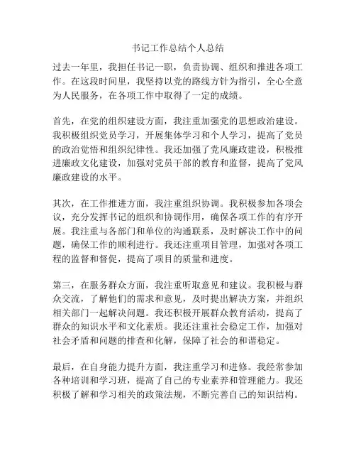 书记工作总结个人总结