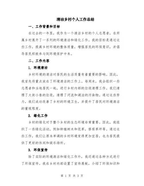 清洁乡村个人工作总结