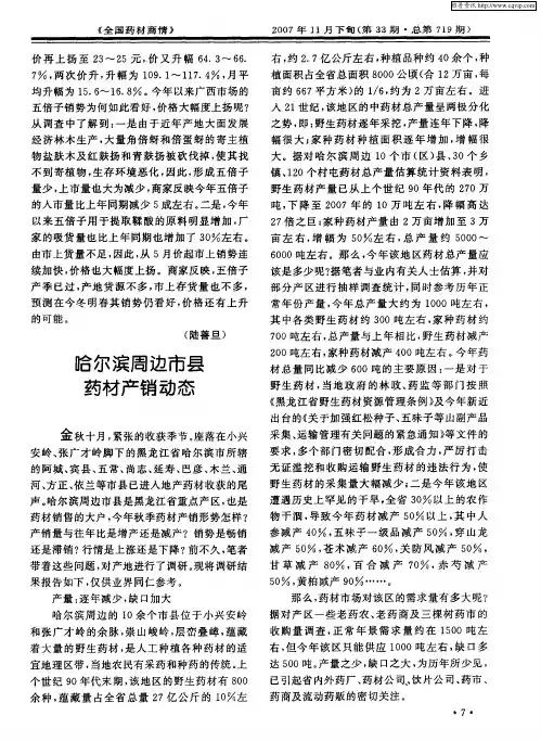 哈尔滨周边市县药材产销动态