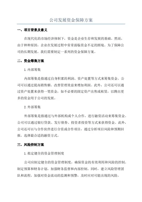 公司发展资金保障方案