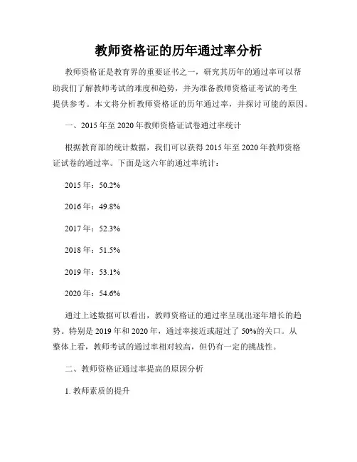 教师资格证的历年通过率分析