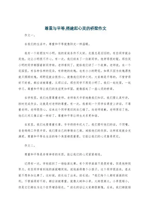 尊重与平等,搭建起心灵的桥梁作文