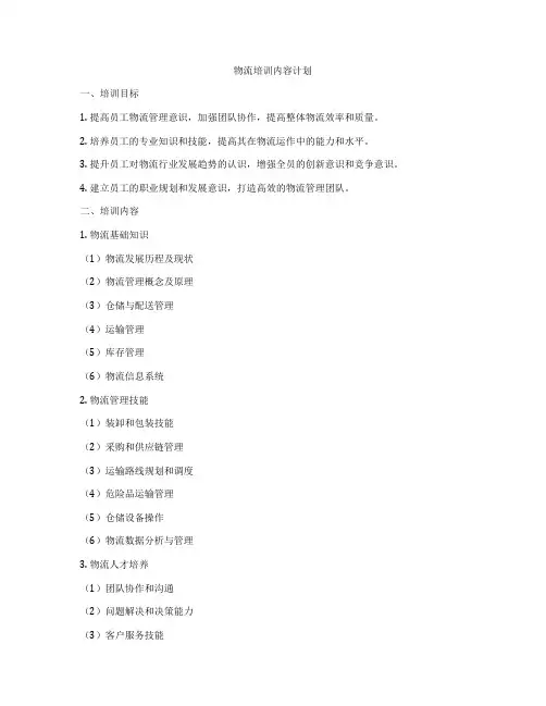 物流培训内容计划
