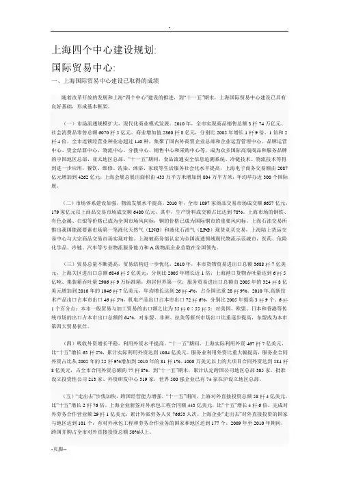 上海四个中心建设规划