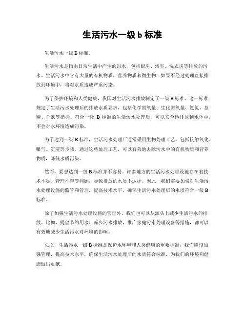 生活污水一级b标准