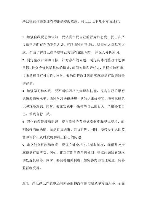 严以律己作表率还有差距的整改措施