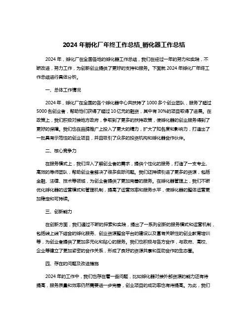 2024年孵化厂年终工作总结_孵化器工作总结