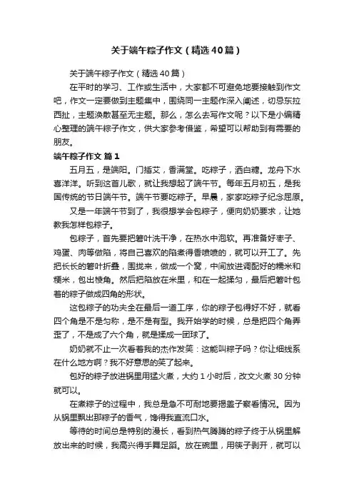 关于端午粽子作文（精选40篇）