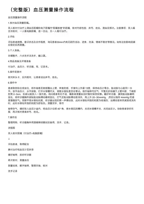 （完整版）血压测量操作流程