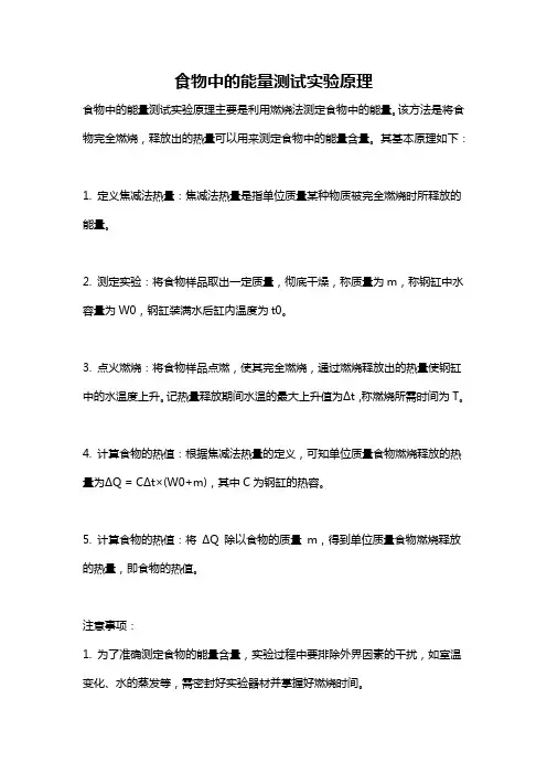 食物中的能量测试实验原理