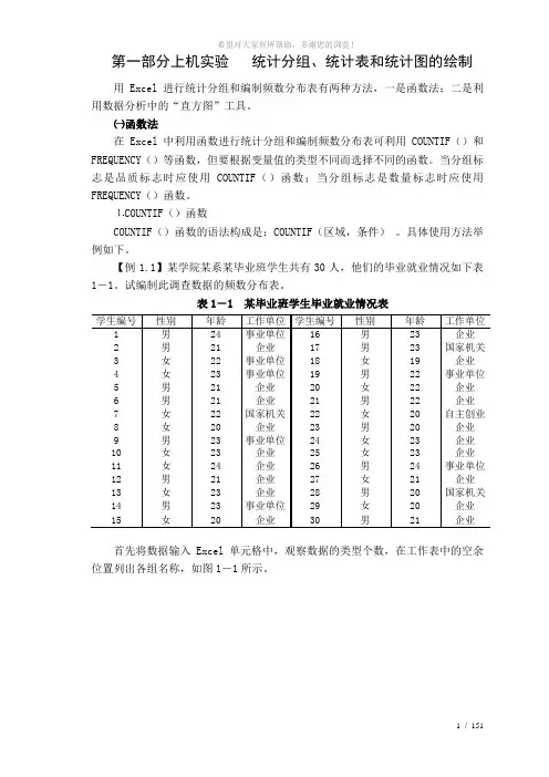 第一部分上机实验统计分组、统计表和统计图的绘制