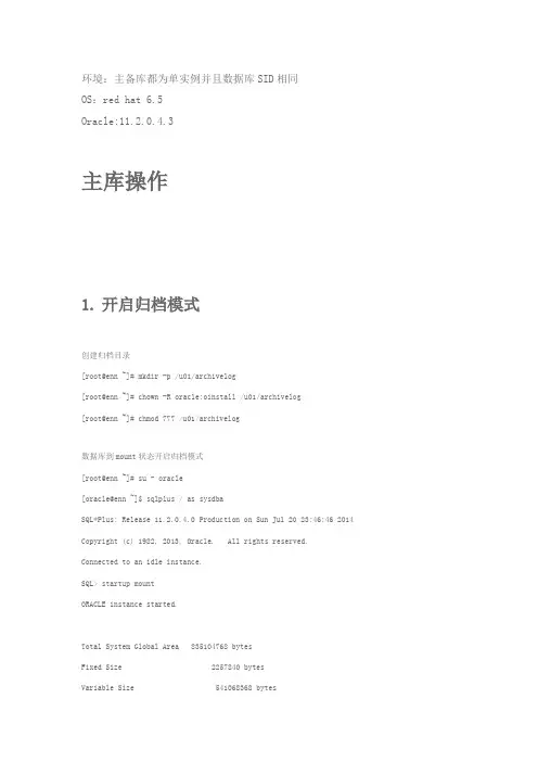 Oracle11g 搭建单实例DataGuard