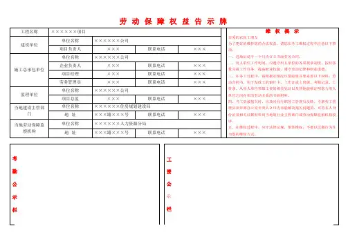 建筑工程现场施工告示牌
