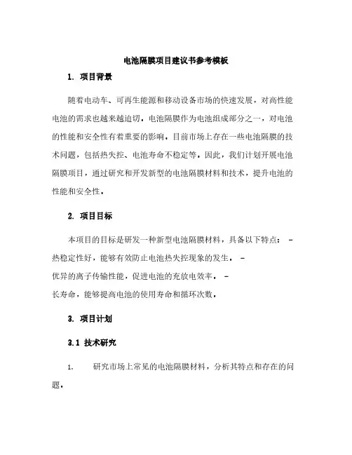 电池隔膜项目建议书参考模板
