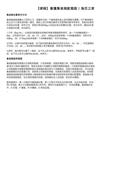 【课程】看懂集装箱配载图丨海员之家