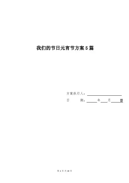 我们的节日元宵节方案5篇