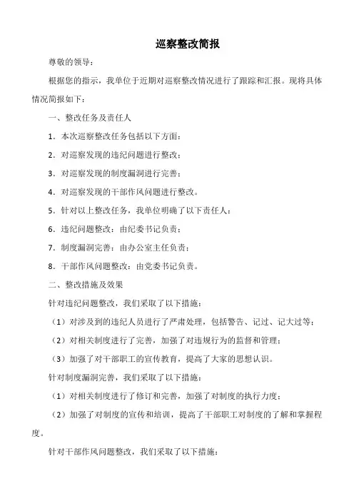 巡察整改简报