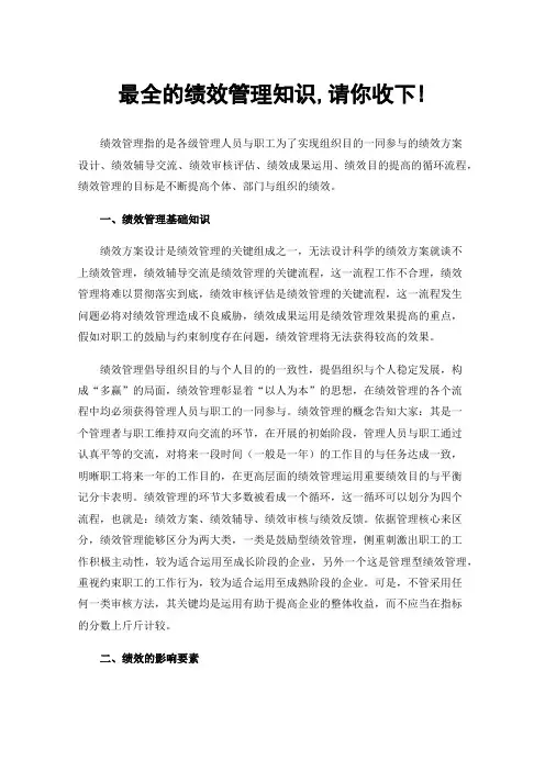 最全的绩效管理知识,请你收下!