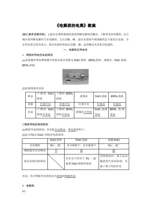《电解质的电离》教案