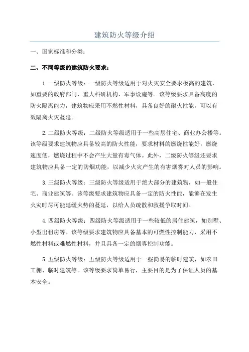 建筑防火等级介绍