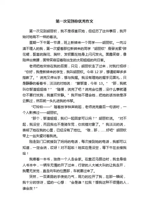 第一次见到你优秀作文