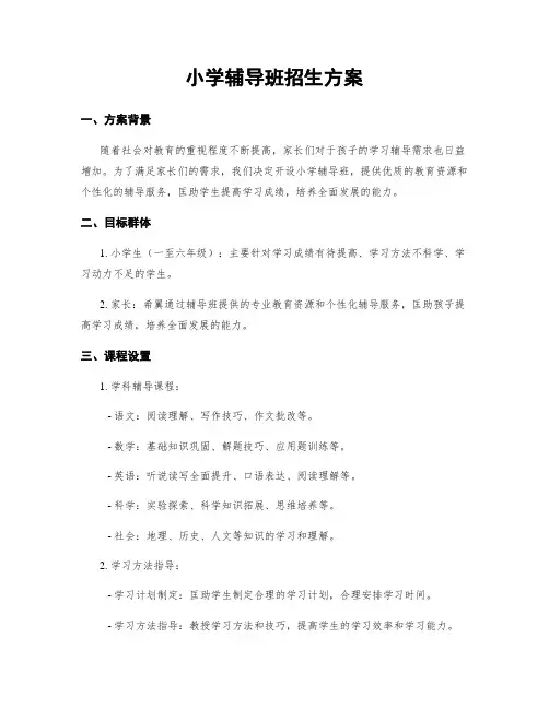 小学辅导班招生方案