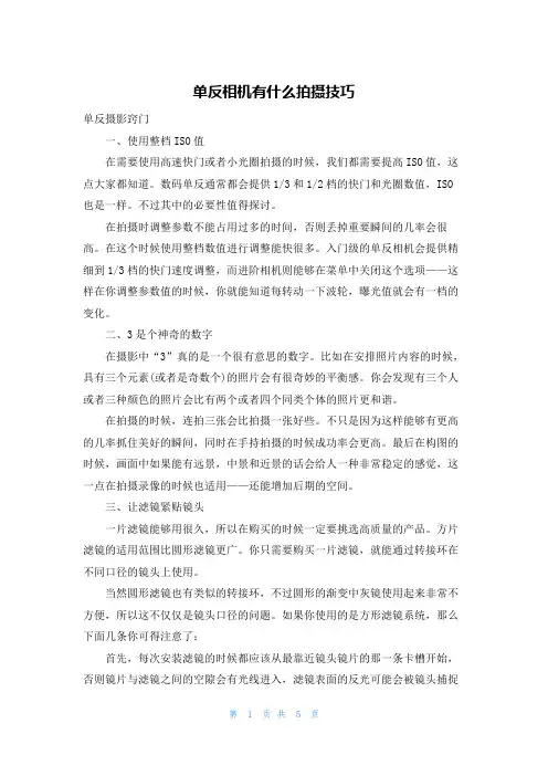 单反相机有什么拍摄技巧