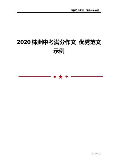 2020株洲中考满分作文 优秀范文示例