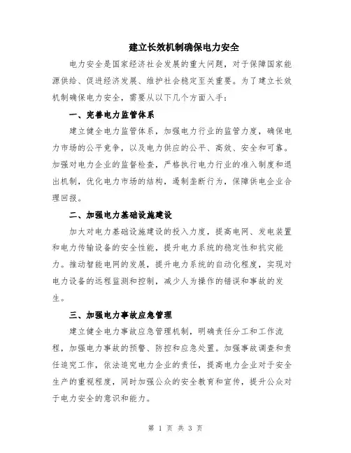 建立长效机制确保电力安全