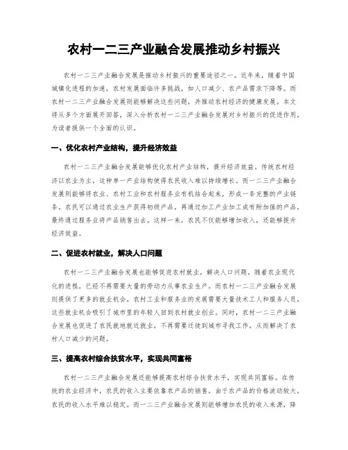 农村一二三产业融合发展推动乡村振兴
