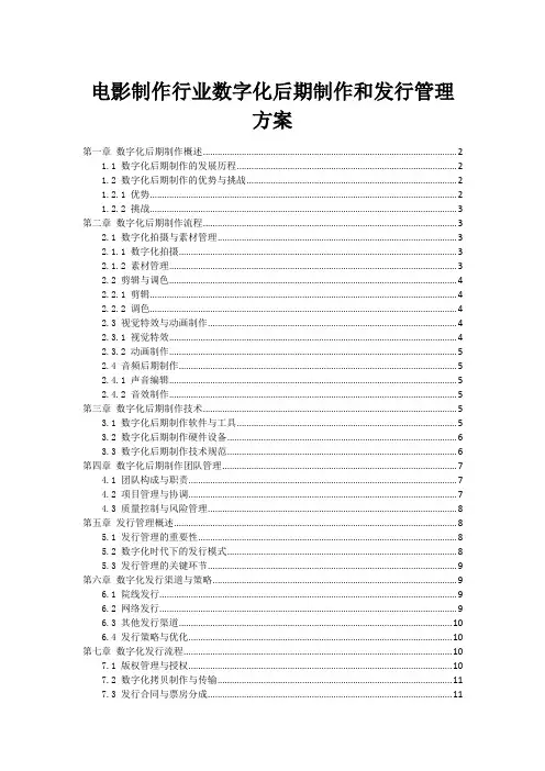 电影制作行业数字化后期制作和发行管理方案