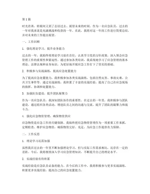 个人年度总结应急队员(3篇)