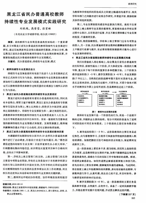 黑龙江省民办普通高校教师持续性专业发展模式实践研究