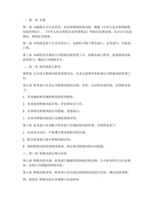 公司财税风险管理制度及流程
