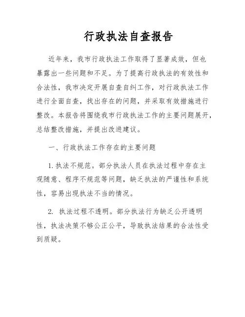 行政执法自查报告