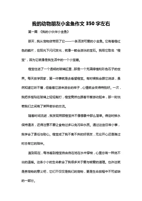 我的动物朋友小金鱼作文350字左右