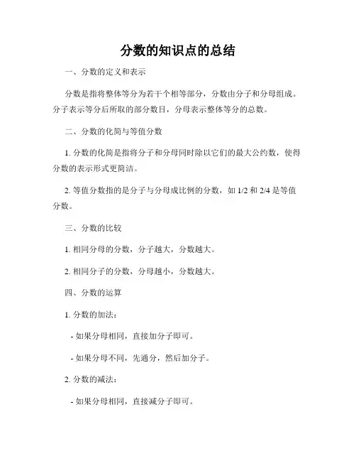 分数的知识点的总结