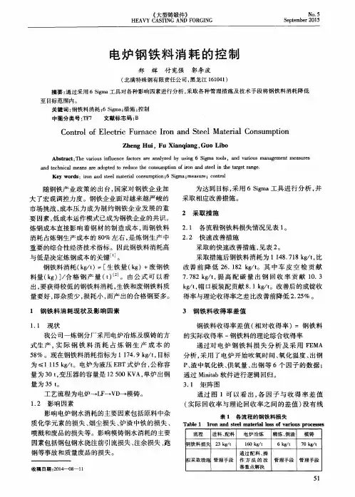 电炉钢铁料消耗的控制