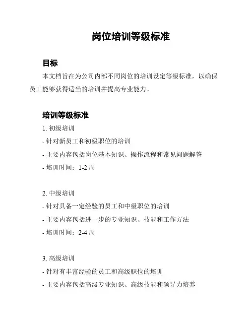 岗位培训等级标准