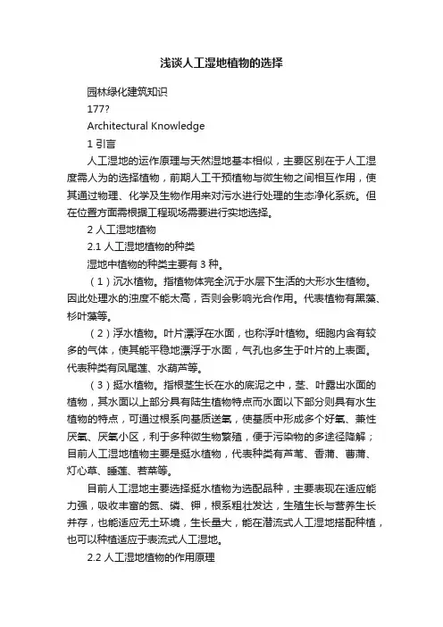 浅谈人工湿地植物的选择