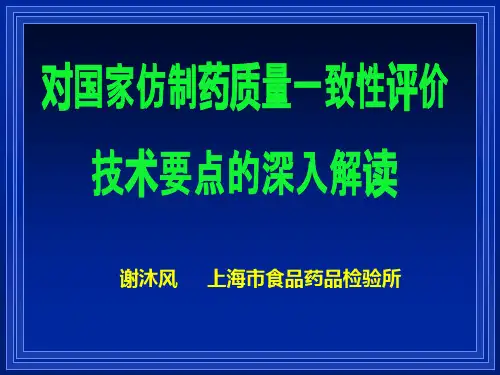 对国家仿制药质量一致性评价技术要点精品PPT课件