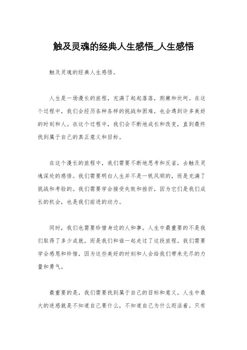 触及灵魂的经典人生感悟_人生感悟